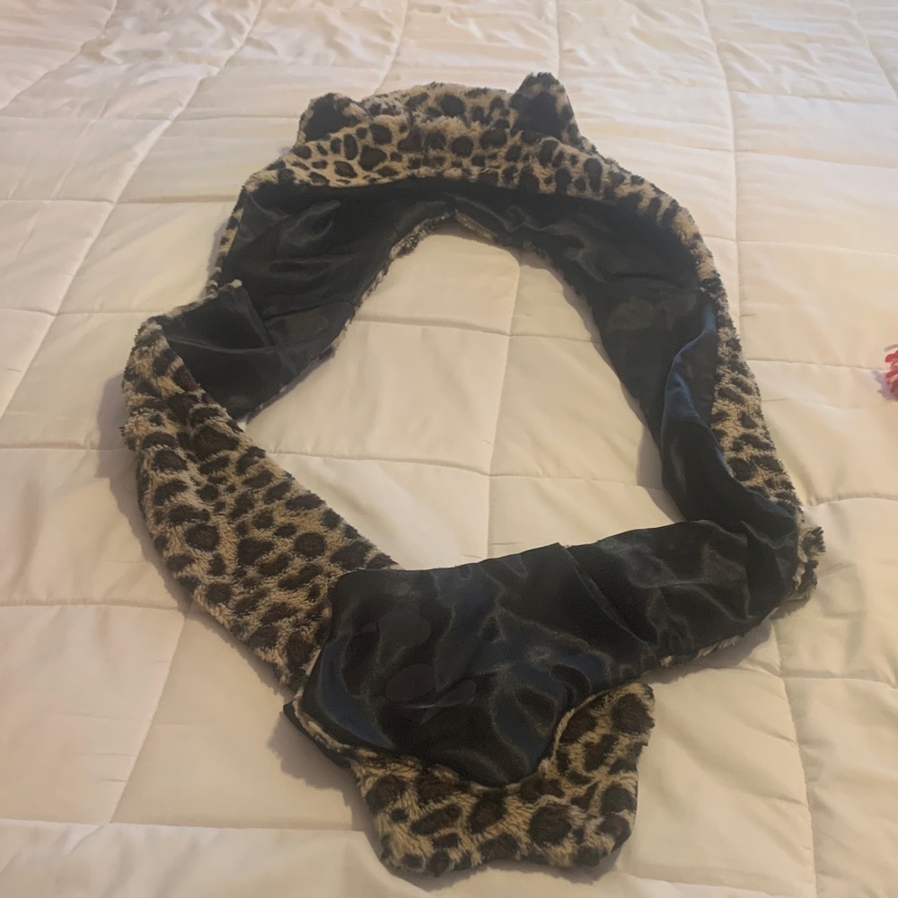 Leopard Print Women's Scarf with Ears